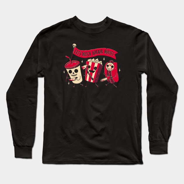 Midnight Horror Movie Long Sleeve T-Shirt by DinoMike